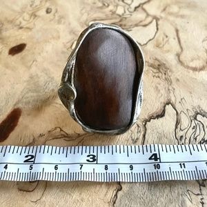 Large Statement Natural Raw Walnut Wood Ring by jewelry designer AMJ